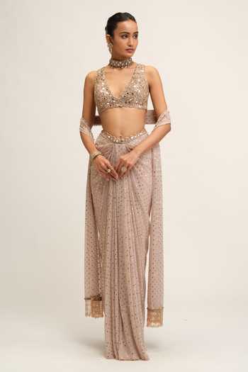 Vvani By Vani Vats Embroidered Blouse Skirt Set 