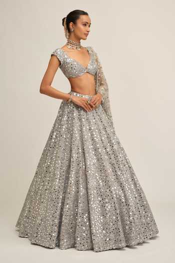Vvani by vani vats Handcut Mirror Work Lehenga Set 