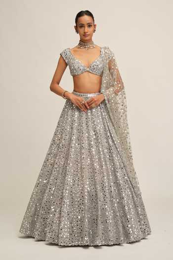 Vvani by vani vats Handcut Mirror Work Lehenga Set 