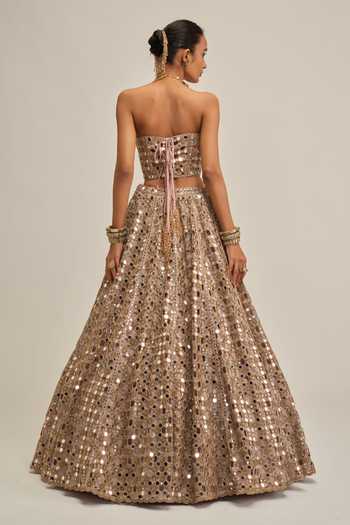 Vvani By Vani Vats Mirror Cutwork Corset With Lehenga 