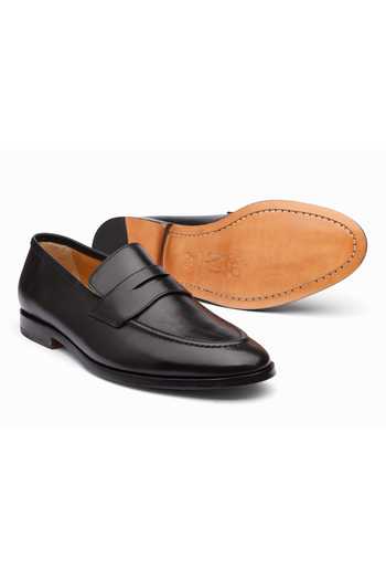 3dm Lifestyle Black Leather Penny Loafers at Aza Fashions 3dm Lifestyle_Black Leather Penny Loafers _at_Aza_Fashions