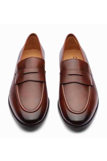 Shop 3dm Lifestyle Brown Leather Penny Loafers at Aza Fashions Shop_3dm Lifestyle_Brown Leather Penny Loafers _at_Aza_Fashions