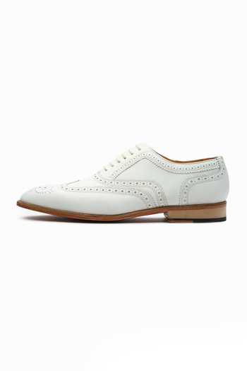3dm Lifestyle_White Leather Wingtip Oxfords _Online_at_Aza_Fashions