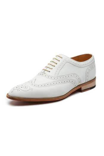 Buy_3dm Lifestyle_White Leather Wingtip Oxfords _Online_at_Aza_Fashions