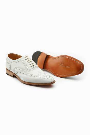 Shop_3dm Lifestyle_White Leather Wingtip Oxfords _Online_at_Aza_Fashions
