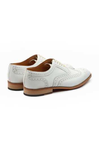 3dm Lifestyle_White Leather Wingtip Oxfords _at_Aza_Fashions