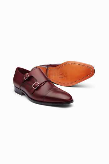 Buy 3dm Lifestyle Burgundy Leather Toecap Double Monk Shoes Online at Aza Fashions Buy_3dm Lifestyle_Burgundy Leather Toecap Double Monk Shoes _Online_at_Aza_Fashions
