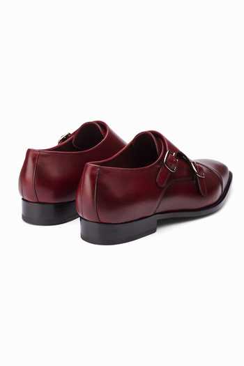 3dm Lifestyle Burgundy Leather Toecap Double Monk Shoes at Aza Fashions 3dm Lifestyle_Burgundy Leather Toecap Double Monk Shoes _at_Aza_Fashions