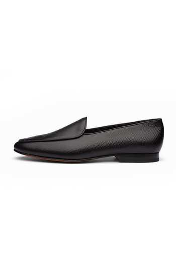 3dm Lifestyle_Black Belgian Grain Pattern Loafers _Online_at_Aza_Fashions