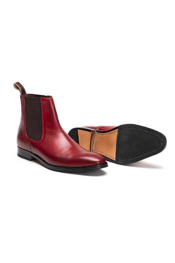 Buy_3dm Lifestyle_Red Leather Chisel Toe Chelsea Boots _Online_at_Aza_Fashions
