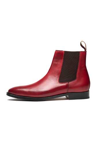 Shop_3dm Lifestyle_Red Leather Chisel Toe Chelsea Boots _Online_at_Aza_Fashions