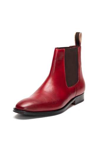 3dm Lifestyle_Red Leather Chisel Toe Chelsea Boots _at_Aza_Fashions