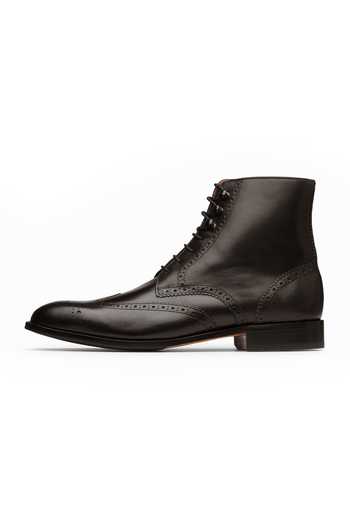 3dm Lifestyle_Black Leather Wingtip Brogue Boots _Online_at_Aza_Fashions