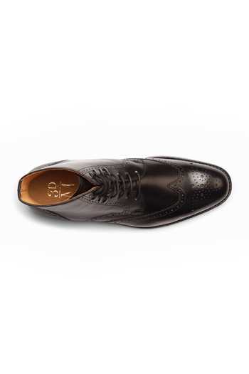 Buy_3dm Lifestyle_Black Leather Wingtip Brogue Boots _Online_at_Aza_Fashions