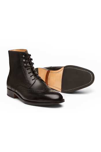 Shop_3dm Lifestyle_Black Leather Wingtip Brogue Boots _Online_at_Aza_Fashions