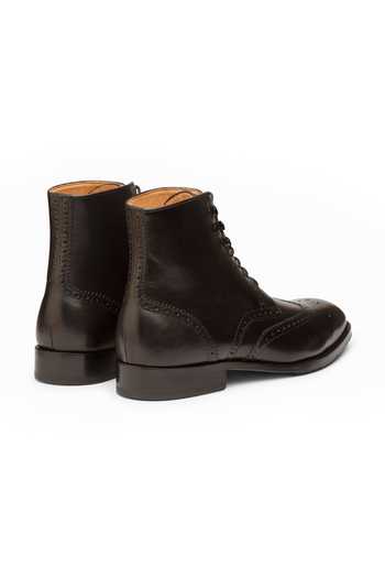 3dm Lifestyle_Black Leather Wingtip Brogue Boots _at_Aza_Fashions