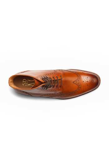 3dm Lifestyle_Brown Leather Wingtip Brogue Boots _Online_at_Aza_Fashions