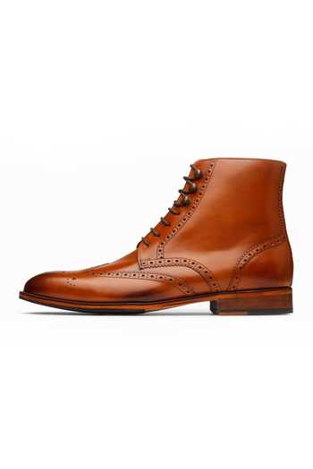 Buy_3dm Lifestyle_Brown Leather Wingtip Brogue Boots _Online_at_Aza_Fashions