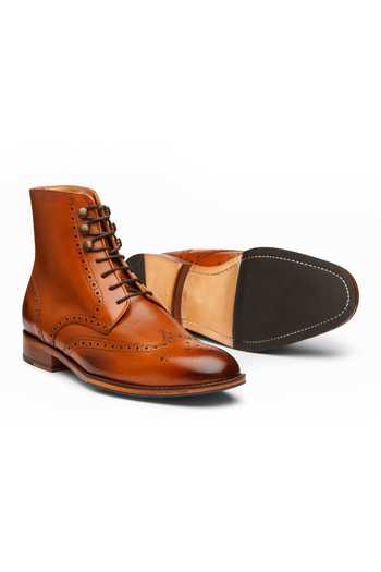 Shop_3dm Lifestyle_Brown Leather Wingtip Brogue Boots _Online_at_Aza_Fashions