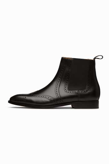 3dm Lifestyle_Black Leather Wingtip Chelsea Brogue Boots _Online_at_Aza_Fashions
