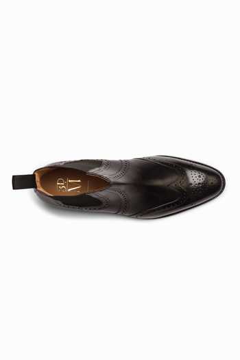 Buy_3dm Lifestyle_Black Leather Wingtip Chelsea Brogue Boots _Online_at_Aza_Fashions