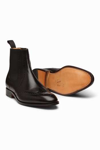 Shop_3dm Lifestyle_Black Leather Wingtip Chelsea Brogue Boots _Online_at_Aza_Fashions
