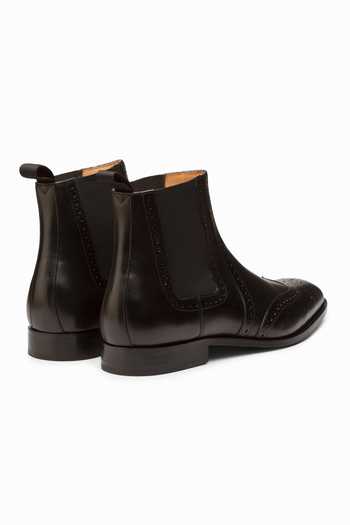 3dm Lifestyle_Black Leather Wingtip Chelsea Brogue Boots _at_Aza_Fashions
