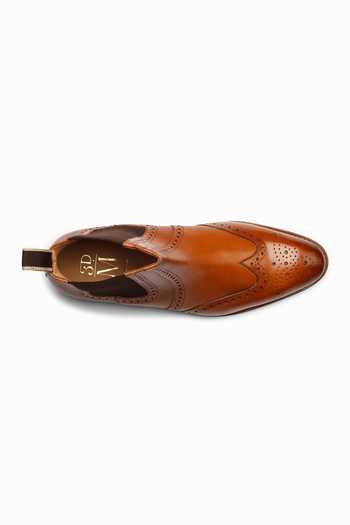 3dm Lifestyle_Brown Leather Wingtip Chelsea Brogue Boots _Online_at_Aza_Fashions