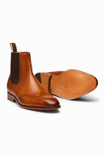 Buy_3dm Lifestyle_Brown Leather Wingtip Chelsea Brogue Boots _Online_at_Aza_Fashions