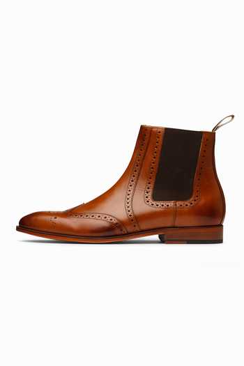 Shop_3dm Lifestyle_Brown Leather Wingtip Chelsea Brogue Boots _Online_at_Aza_Fashions