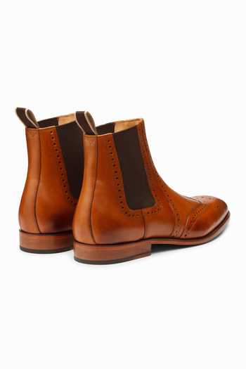 3dm Lifestyle_Brown Leather Wingtip Chelsea Brogue Boots _at_Aza_Fashions