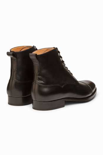 3dm Lifestyle_Black Leather Derby Boots _at_Aza_Fashions