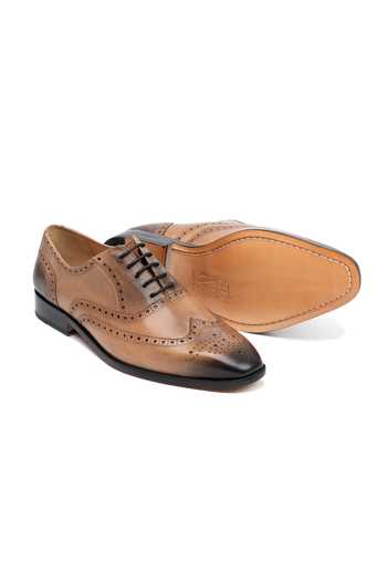 3dm Lifestyle Beige Leather Full Brogue Wingtip Oxford Shoes at Aza Fashions 3dm Lifestyle_Beige Leather Full Brogue Wingtip Oxford Shoes _at_Aza_Fashions