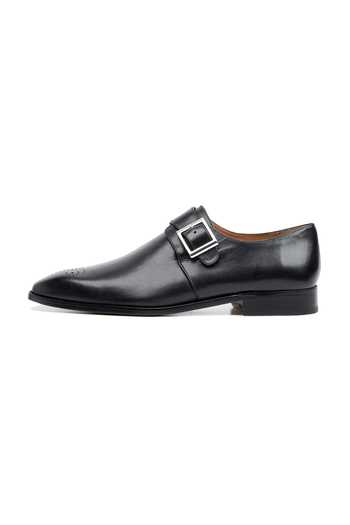 3dm Lifestyle Black Leather Medallion Single Monkstrap Shoes Online at Aza Fashions 3dm Lifestyle_Black Leather Medallion Single Monkstrap Shoes _Online_at_Aza_Fashions