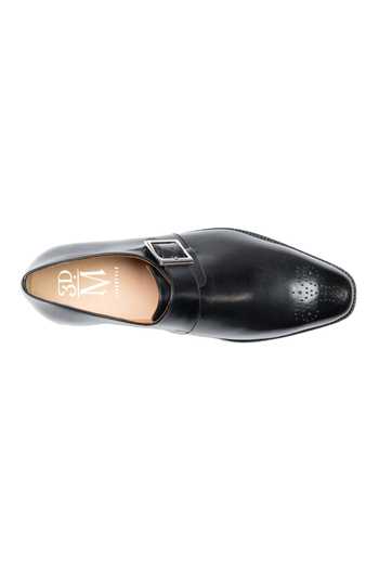 Buy 3dm Lifestyle Black Leather Medallion Single Monkstrap Shoes Online at Aza Fashions Buy_3dm Lifestyle_Black Leather Medallion Single Monkstrap Shoes _Online_at_Aza_Fashions