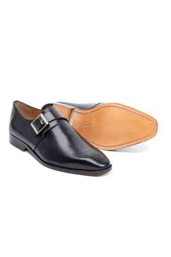 Shop 3dm Lifestyle Black Leather Medallion Single Monkstrap Shoes Online at Aza Fashions Shop_3dm Lifestyle_Black Leather Medallion Single Monkstrap Shoes _Online_at_Aza_Fashions
