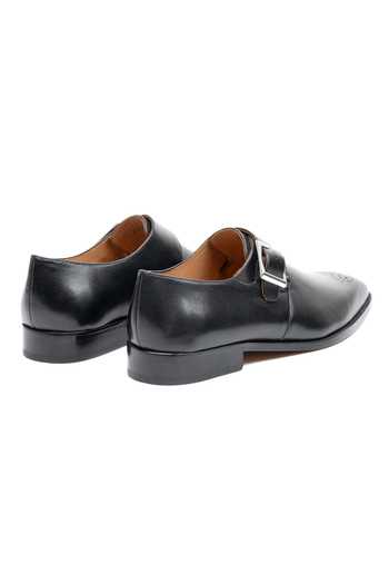 3dm Lifestyle Black Leather Medallion Single Monkstrap Shoes at Aza Fashions 3dm Lifestyle_Black Leather Medallion Single Monkstrap Shoes _at_Aza_Fashions