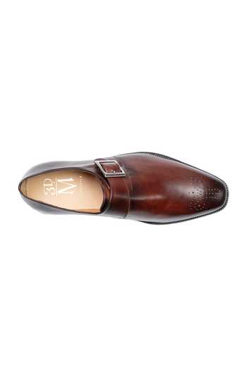 3dm Lifestyle Brown Leather Medallion Single Monkstrap Shoes at Aza Fashions 3dm Lifestyle_Brown Leather Medallion Single Monkstrap Shoes _at_Aza_Fashions