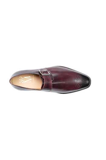 3dm Lifestyle Burgundy Leather Medallion Single Monkstrap Shoes Online at Aza Fashions 3dm Lifestyle_Burgundy Leather Medallion Single Monkstrap Shoes _Online_at_Aza_Fashions