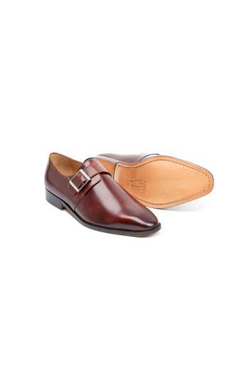 3dm Lifestyle Brown Leather Medallion Single Monkstrap Shoes Online at Aza Fashions 3dm Lifestyle_Brown Leather Medallion Single Monkstrap Shoes _Online_at_Aza_Fashions