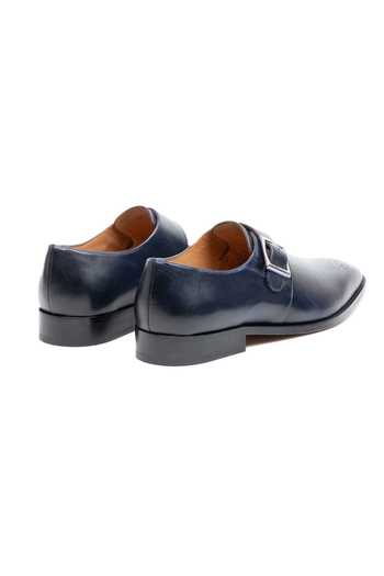 3dm Lifestyle Blue Leather Medallion Single Monkstrap Shoes Online at Aza Fashions 3dm Lifestyle_Blue Leather Medallion Single Monkstrap Shoes _Online_at_Aza_Fashions