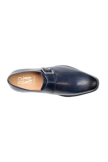 Shop 3dm Lifestyle Blue Leather Medallion Single Monkstrap Shoes Online at Aza Fashions Shop_3dm Lifestyle_Blue Leather Medallion Single Monkstrap Shoes _Online_at_Aza_Fashions