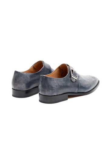 Buy 3dm Lifestyle Blue Leather Medallion Single Monkstrap Shoes Online at Aza Fashions Buy_3dm Lifestyle_Blue Leather Medallion Single Monkstrap Shoes _Online_at_Aza_Fashions