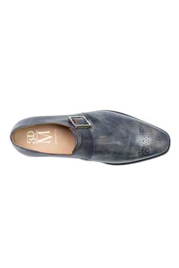 Shop 3dm Lifestyle Blue Leather Medallion Single Monkstrap Shoes Online at Aza Fashions Shop_3dm Lifestyle_Blue Leather Medallion Single Monkstrap Shoes _Online_at_Aza_Fashions