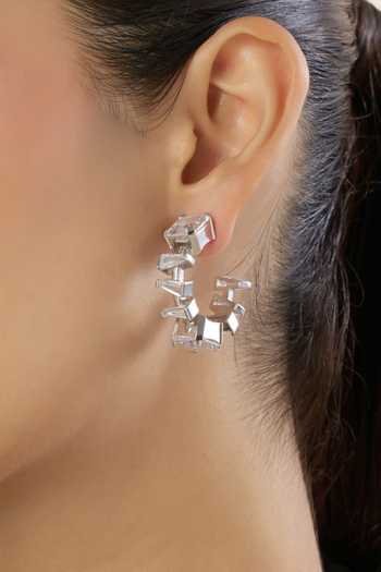 Shop_Isharya_Silver Plated Imperia Diamante Botox Hoop Earrings _Online_at_Aza_Fashions