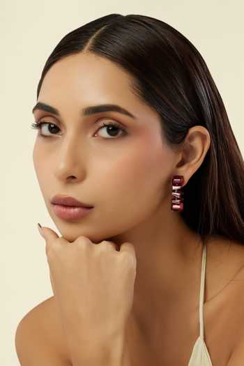 Shop Isharya Red Imperia Ruby Botox Hoop Earrings Online at Aza Fashions Shop_Isharya_Red Imperia Ruby Botox Hoop Earrings _Online_at_Aza_Fashions