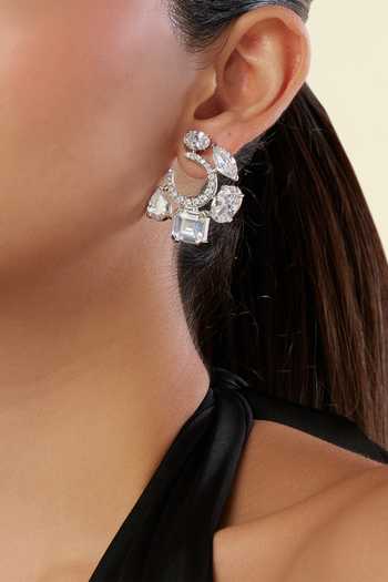 Shop_Isharya_White Riviera Diamante Botox Earrings _Online_at_Aza_Fashions