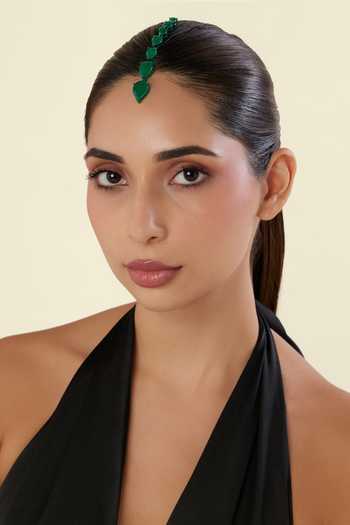 Shop Isharya Emerald Green Botox Maangtikka Online at Aza Fashions Shop_Isharya_Emerald Green Botox Maangtikka _Online_at_Aza_Fashions