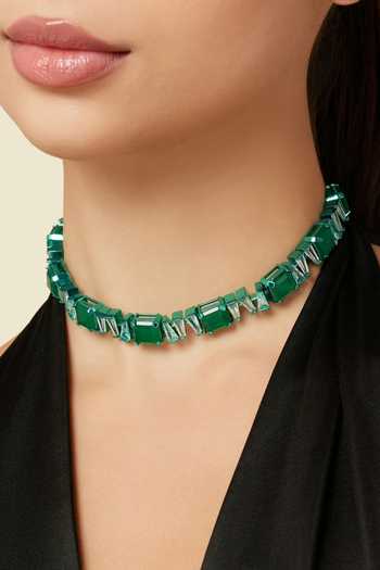 Shop Isharya Emerald Green Memoire Botox Choker Necklace Online at Aza Fashions Shop_Isharya_Emerald Green Memoire Botox Choker Necklace _Online_at_Aza_Fashions