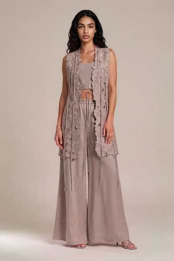Vanshika Agarwal Label Juliette Embroidered Cutwork Jacket & Pant Set 